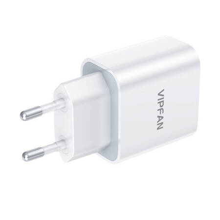 Ładowarka sieciowa VFAN E04, USB-C, 20W, QC 3.0 (biała)