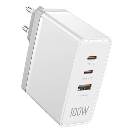 Ładowarka sieciowa, Vention, FEGW0-EU,  2xUSB-C, USB- A, 100W/100W/30W, GaN (biała)