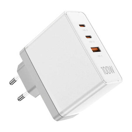 Ładowarka sieciowa, Vention, FEGW0-EU,  2xUSB-C, USB- A, 100W/100W/30W, GaN (biała)