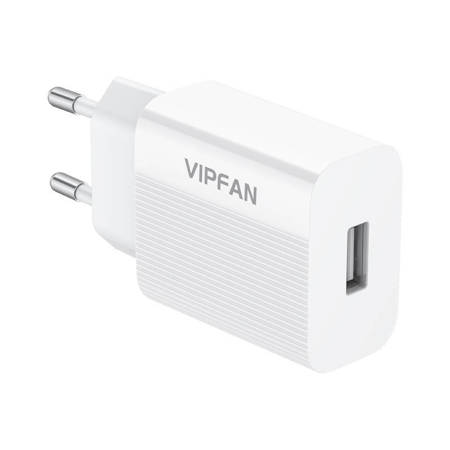 Ładowarka sieciowa Vipfan E01, 1x USB, 2.4A + kabel Micro USB (biała)