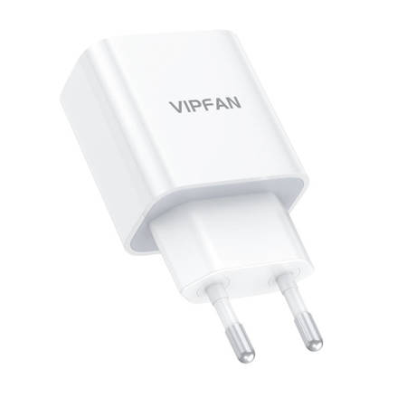 Ładowarka sieciowa Vipfan E04, USB-C, 20W, QC 3.0 + kabel Lightning (biała)