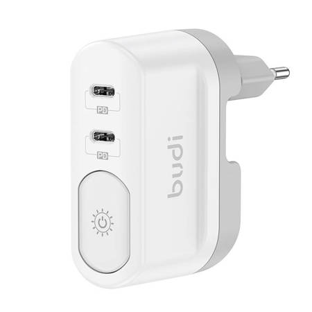 Ładowarka z lampką, Budi 2xUSB-C 40W