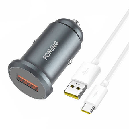 Mini zestaw ładujący GSM samochodowy Foneng C15 4A USB typu C (metalowy)