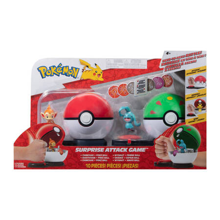 POKEMON Gra Surprise Attack Chimchar Poké Ball vs. Wynaut Friend Ball Seria 3, figurka