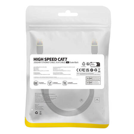 Płaski kabel sieciowy Baseus Ethernet RJ45, Gigabit, Cat.7, 3 m (czarny)