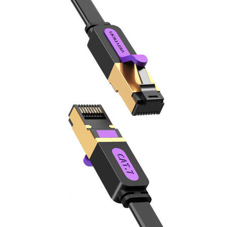 Płaski kabel sieciowy UTP CAT7 Vention ICABI RJ45 Ethernet 10Gbps 3m czarny