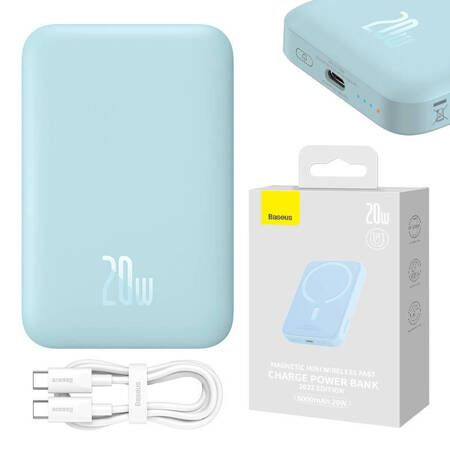 Powerbank magnetyczny Baseus Magnetic Mini 6000mAh, USB-C 20W MagSafe (niebieski)