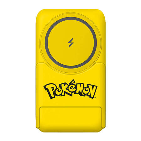 Powerbank magnetyczny OTL 5000 mAh, USB-C 15W, Pokemon Pikatchu ze stojakiem (żółty)