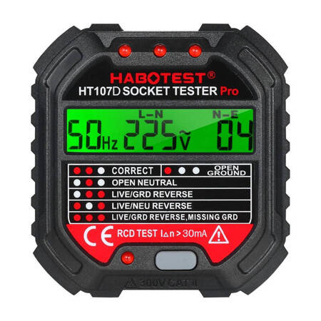 Tester gniazd z wyświetlaczem cyfrowym Habotest HT107D