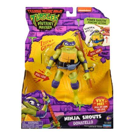 WOJOWNICZE ŻÓŁWIE NINJA zmutowany chaos Donatello Deluxe z dźwiękiem, figurka, 14 cm