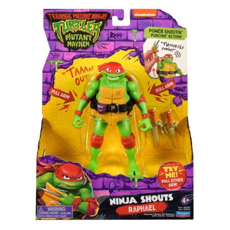 WOJOWNICZE ŻÓŁWIE NINJA zmutowany chaos Raphael Deluxe z dźwiękiem, figurka, 14 cm