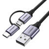 Kabel USB 2w1 UGREEN  	US177 Type-C / Micro USB, QC 3.0, 1m (czarny)